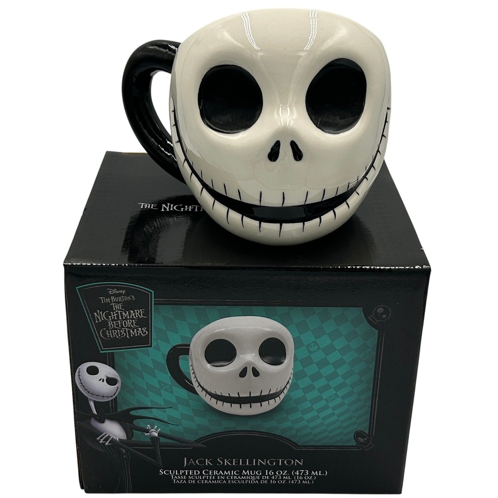 Disney Jack Skellington Sculpted‎ Ceramic Mug Unisex 16oz White New 3D Nightmare